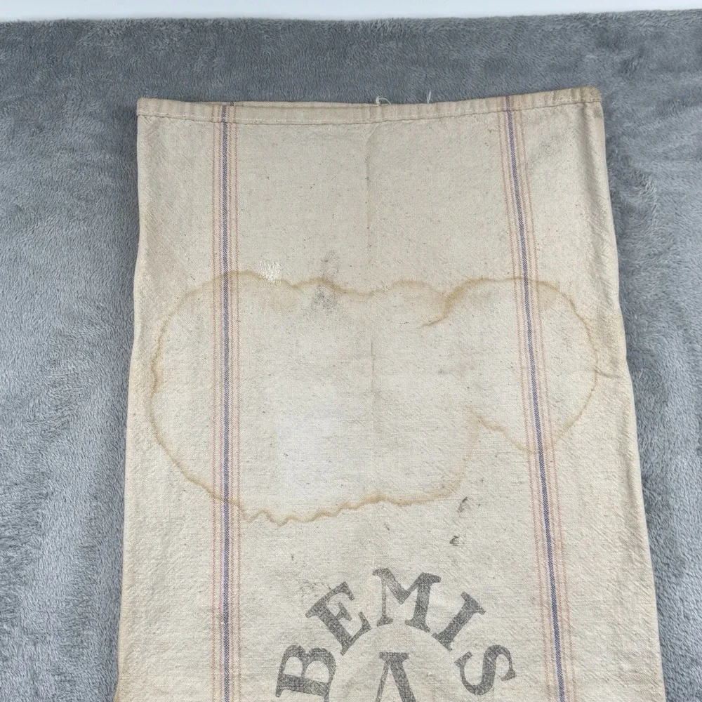 Vintage Bemis A Seamless Cloth Cotton Grain Feed Flour Sack Primitive Country